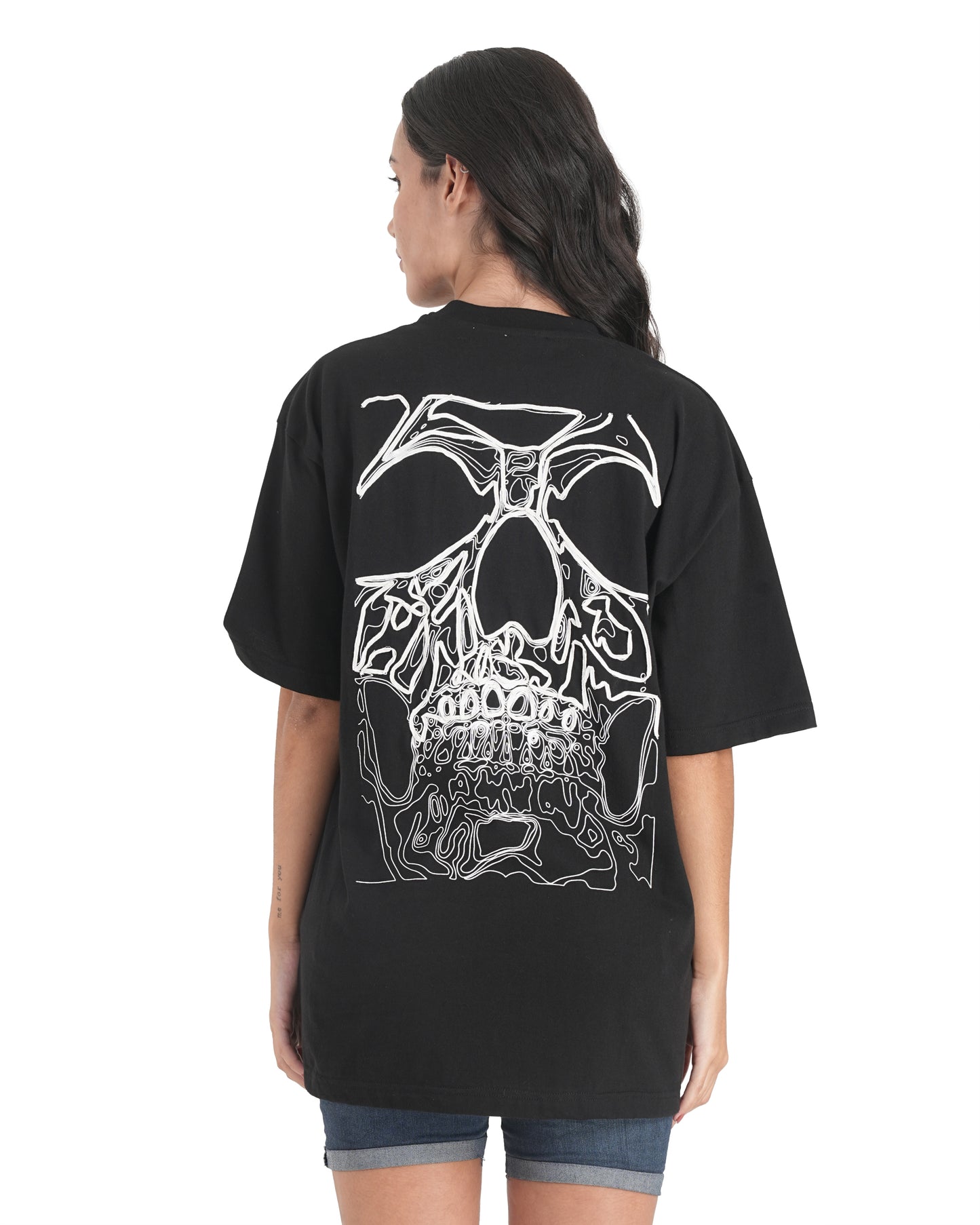 Urban Drift Line-Art Skull Oversized Tee