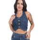 Chic Denim Halter Crop Top