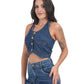 Chic Denim Halter Crop Top