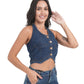 Chic Denim Halter Crop Top