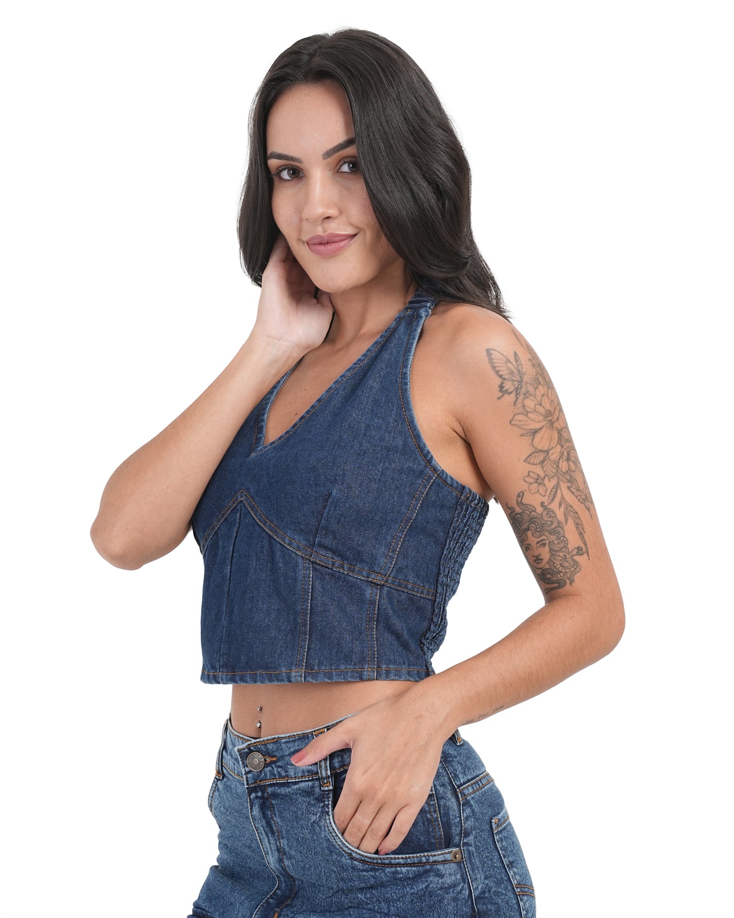 Off-Duty Denim Halter