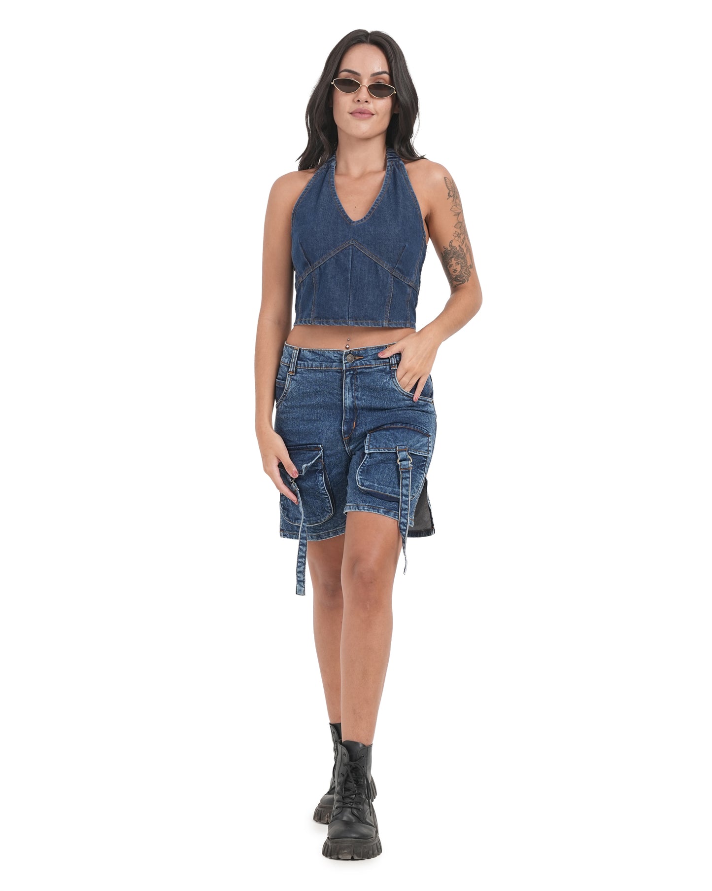 Utility Pocket Denim Cargo Shorts