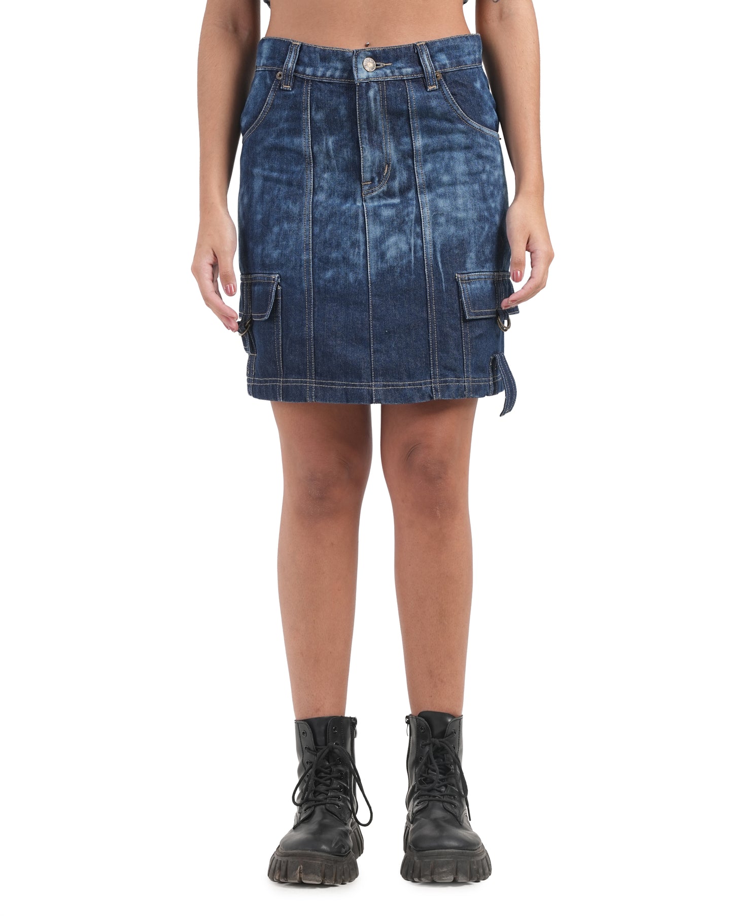 Utility Style Denim Mini Skirt