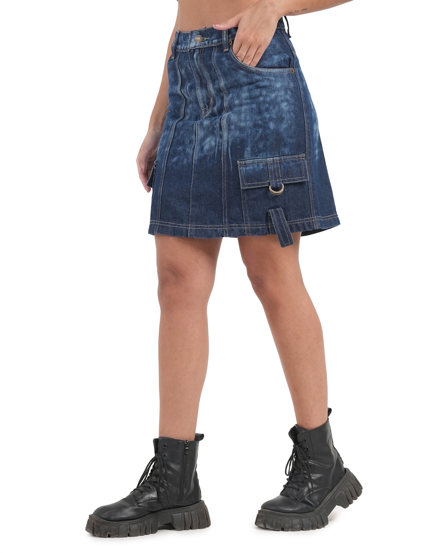 Utility Style Denim Mini Skirt