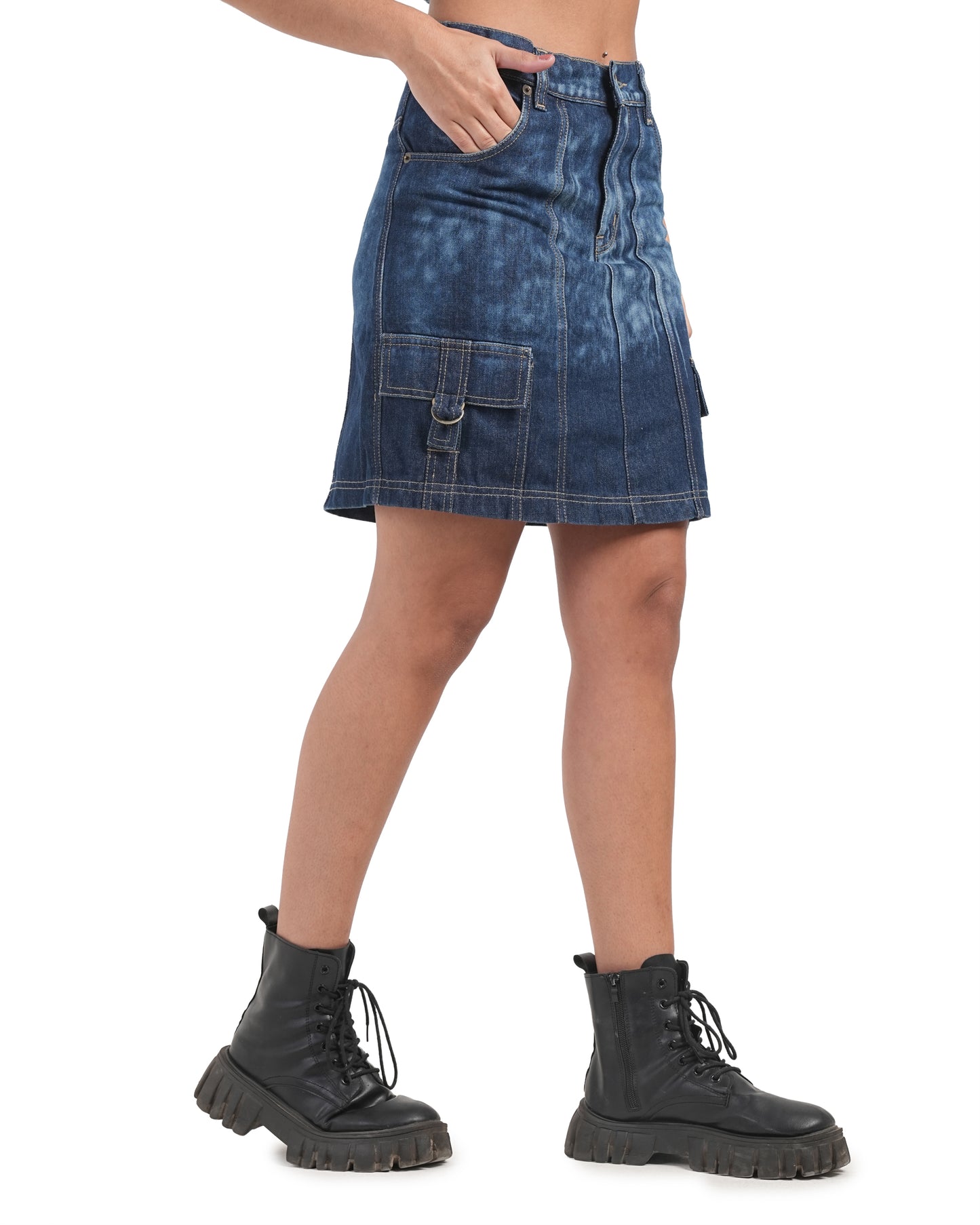 Utility Style Denim Mini Skirt