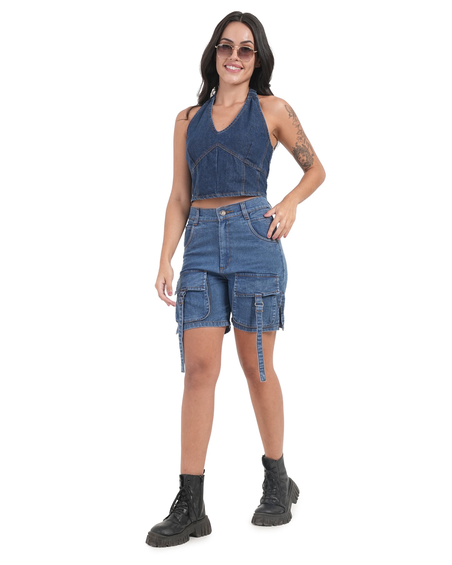 Pocket Pop Denim Shorts