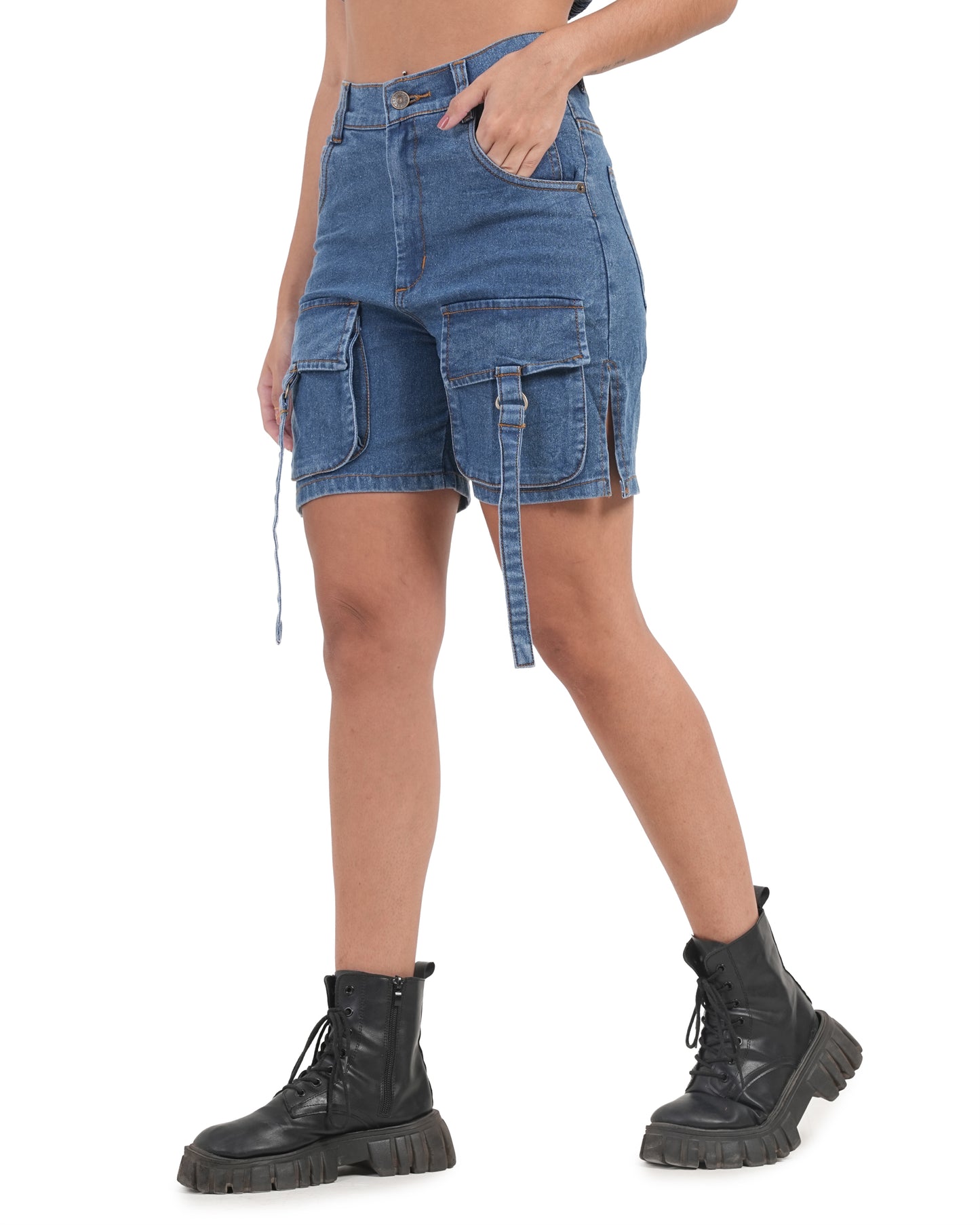 Pocket Pop Denim Shorts