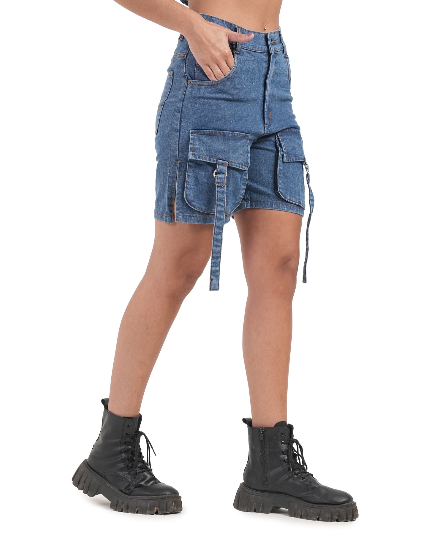 Pocket Pop Denim Shorts