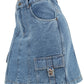 Vintage Wash Utility Denim Mini Skirt