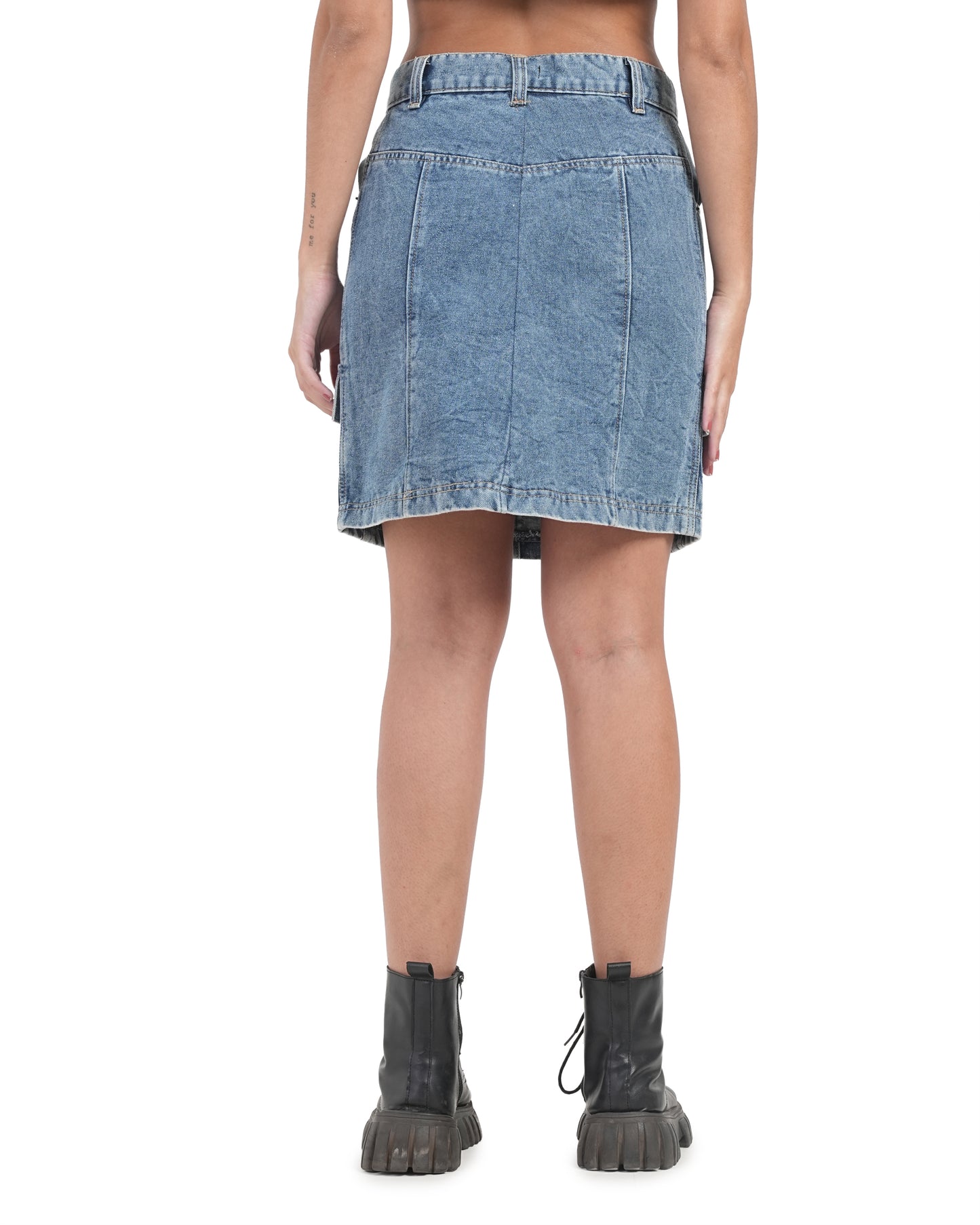 Vintage Wash Utility Denim Mini Skirt