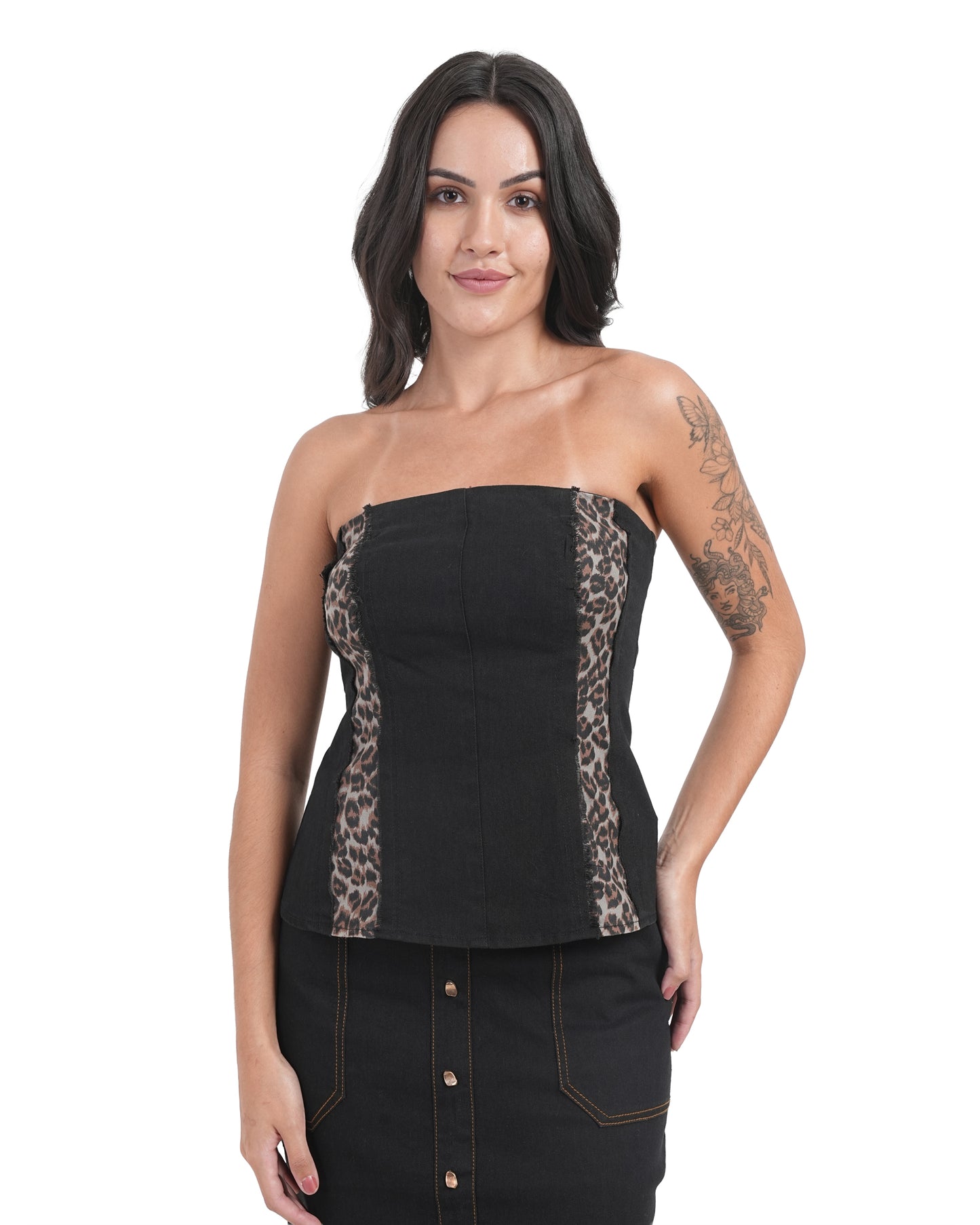 Wild Edge Strapless Denim Top