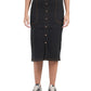 Classic Button-Front Denim Midi Skirt
