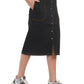 Classic Button-Front Denim Midi Skirt