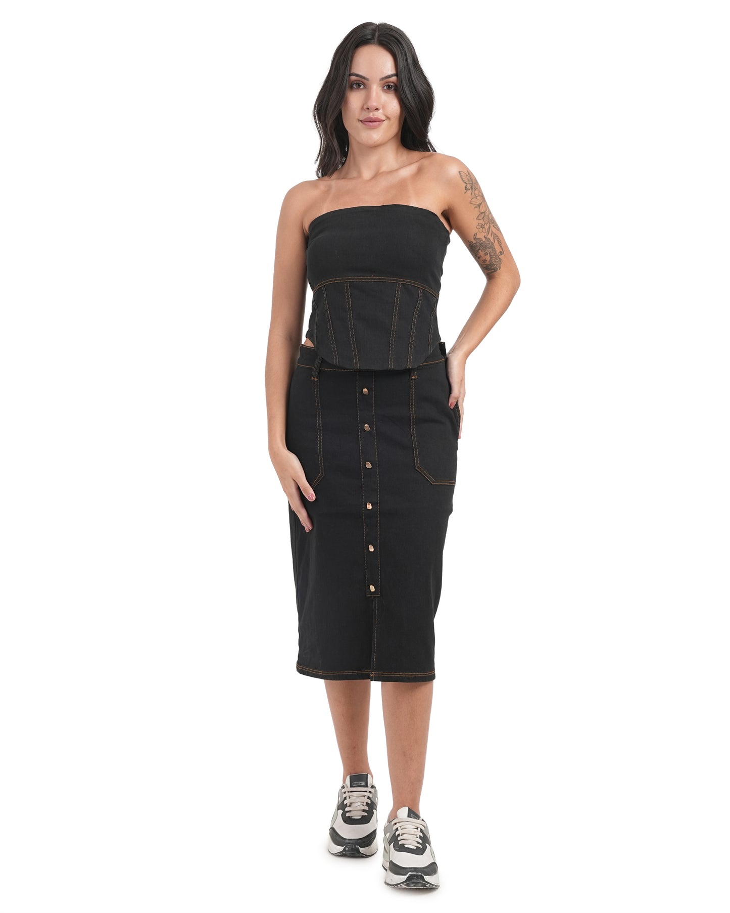 Structured Strapless Denim Corset Top