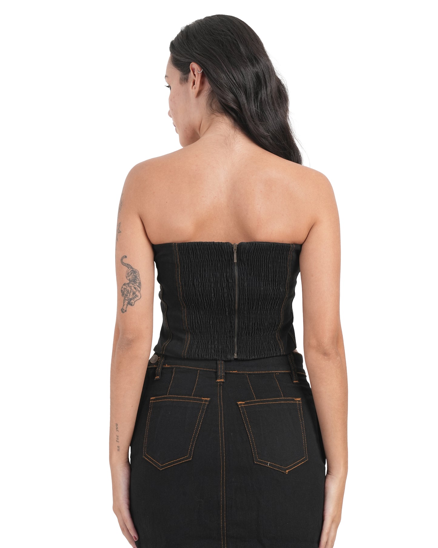 Structured Strapless Denim Corset Top