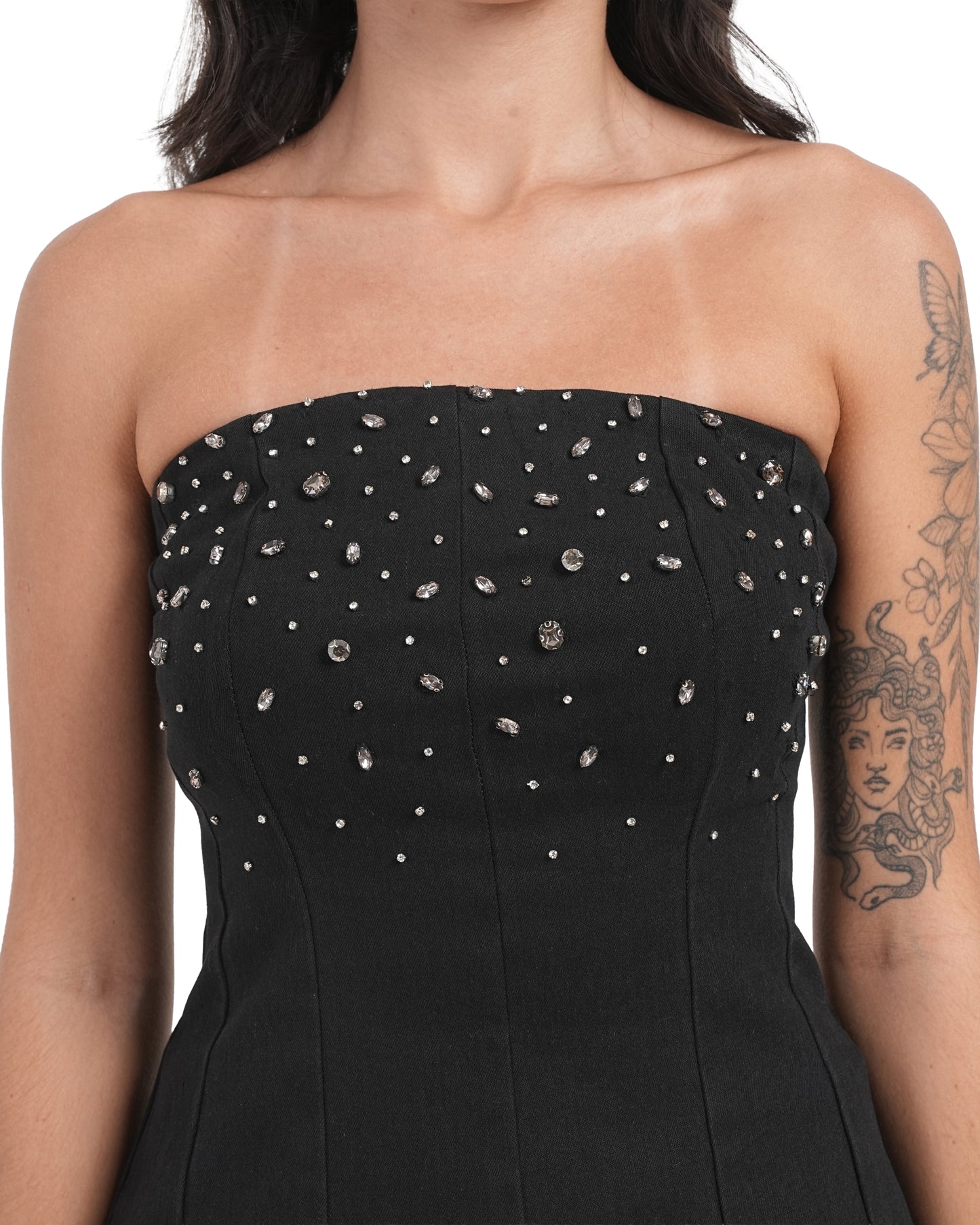 Rhinestone Embellished Strapless Corset Top