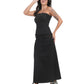 Leopard Belt Denim Maxi Skirt