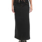 Leopard Belt Denim Maxi Skirt
