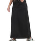 Leopard Belt Denim Maxi Skirt