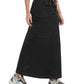 Leopard Belt Denim Maxi Skirt
