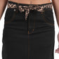 Leopard Belt Denim Maxi Skirt