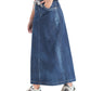 Leopard Belt Blue Denim Maxi Skirt