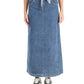 High-Waisted Tie-Belt Denim Midi Skirt