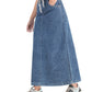 High-Waisted Tie-Belt Denim Midi Skirt