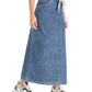 High-Waisted Tie-Belt Denim Midi Skirt
